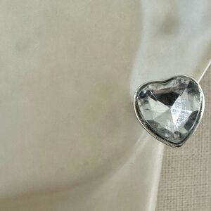Mattel silver tone rhinestone heart post earrings